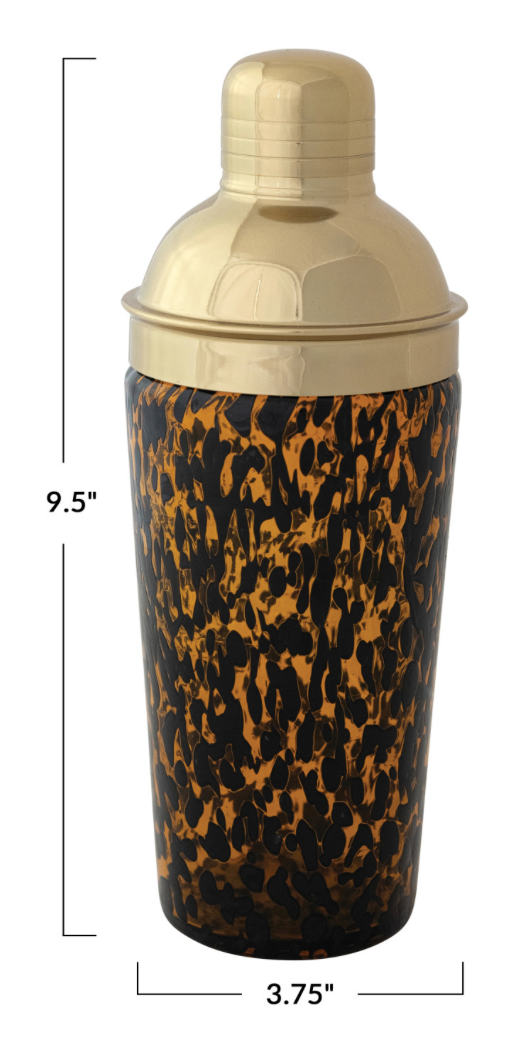 Tortoise Shell and Gold Cocktail Shaker