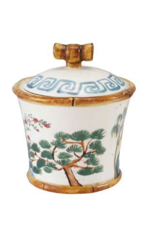 Hand Painted Stoneware Sugar Pot