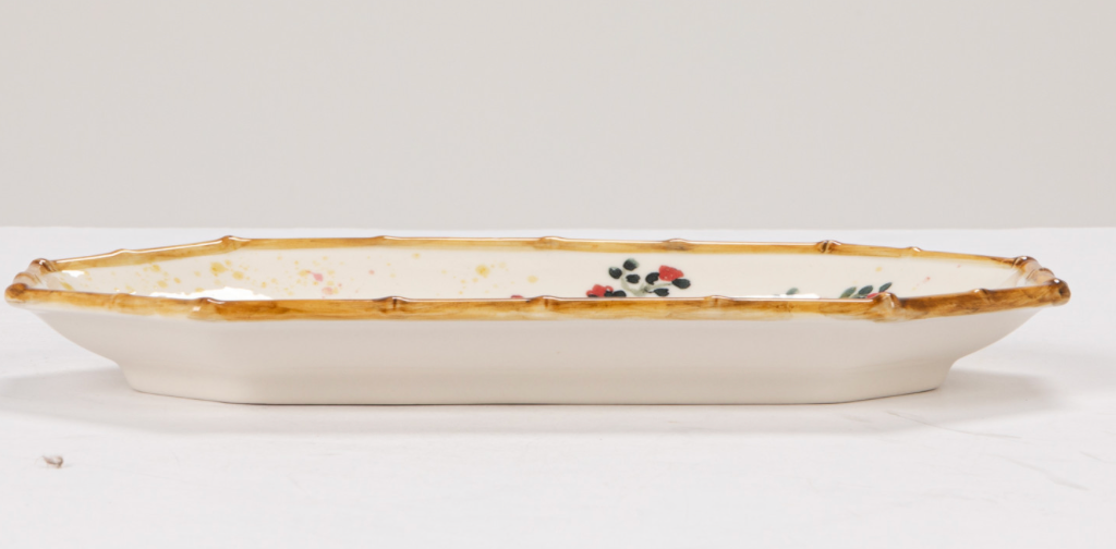 Long Octagon Hand Painted Plate with House