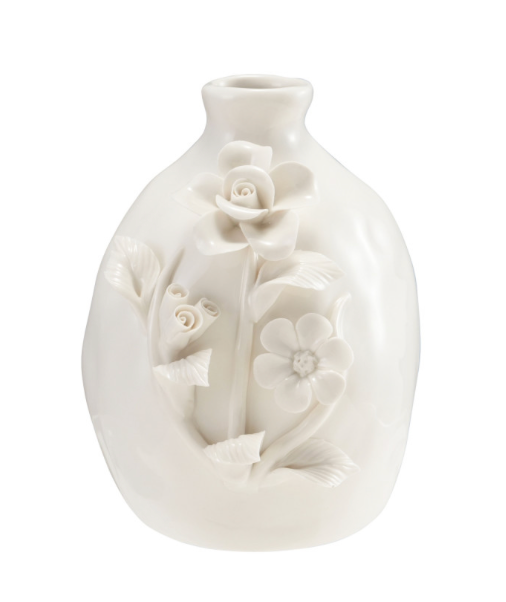Stoneware Vase w/ 3D Flowers