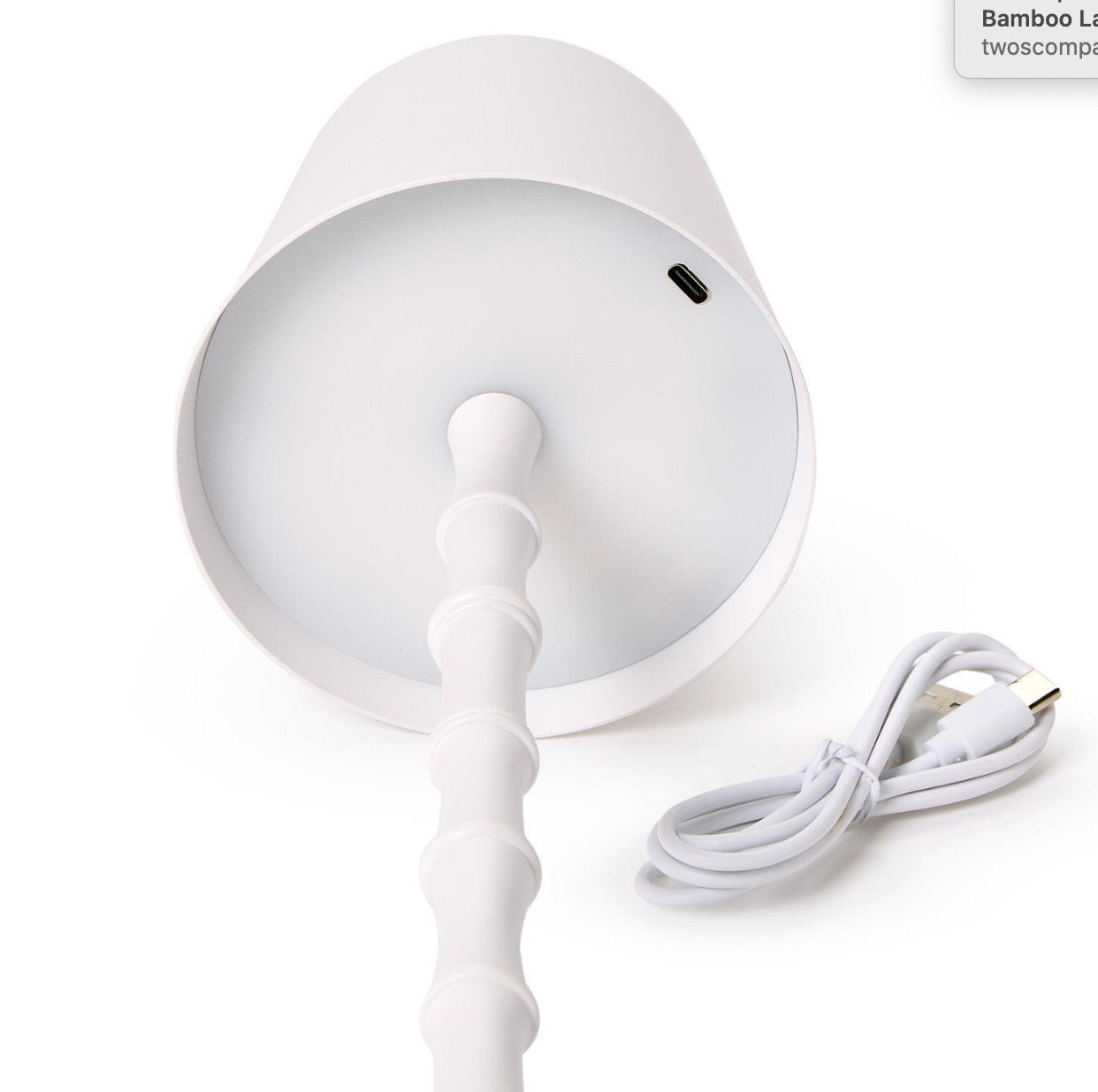 White Bamboo LED Cordless Table Lamp