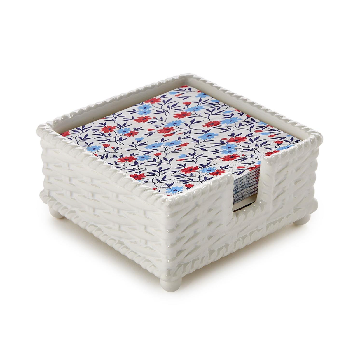 Two's Company Basketweave Cocktail Napkin Holder