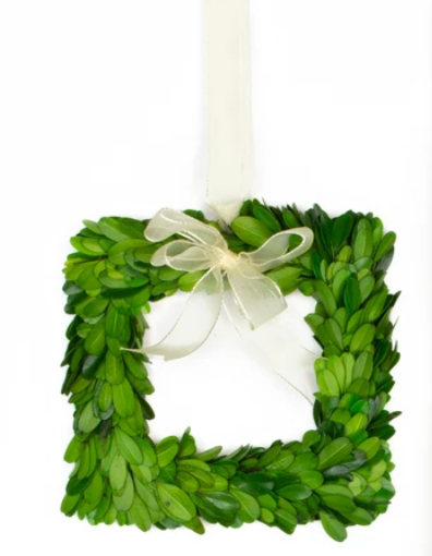 Preserved Boxwood Square Wreath Single Side 8"