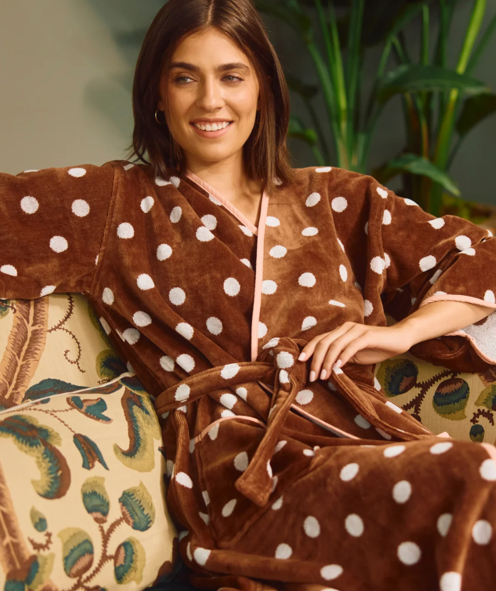 Women’s Bell Sleeve Plush Robe- Polka Dot