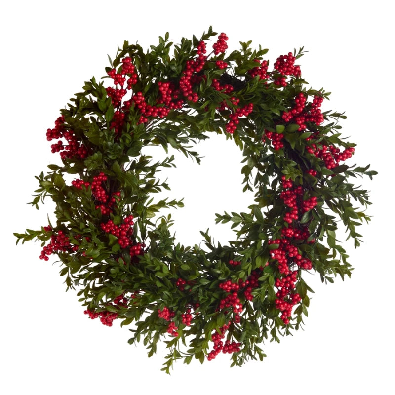 24" Greenery and Berry Wreath
