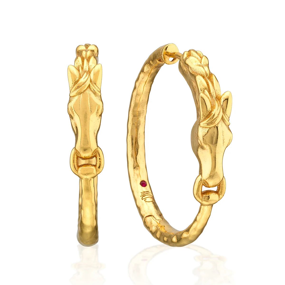 Equestrian Horsehead Hoop Earrings in Gold