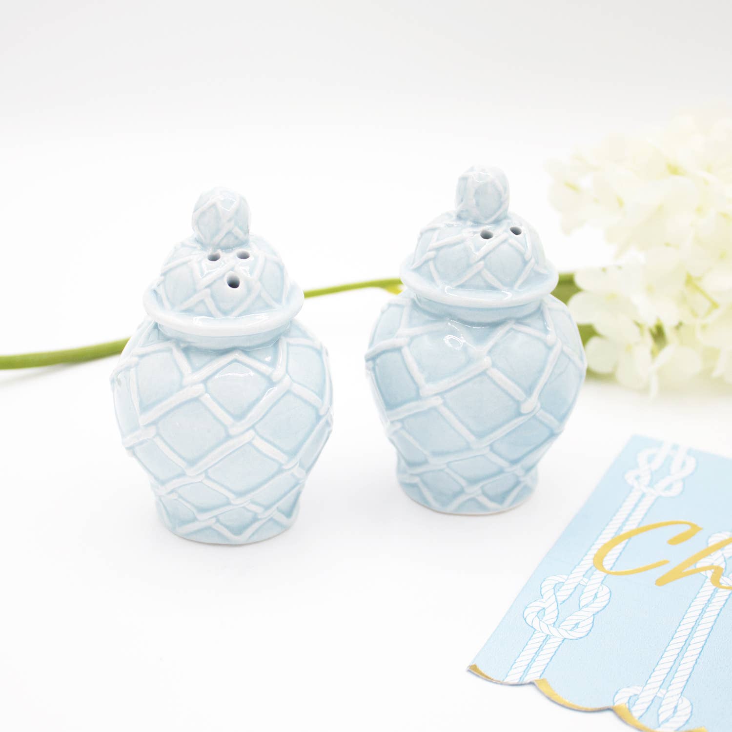 Set of Light Blue Ginger Jar Salt & Pepper Shakers