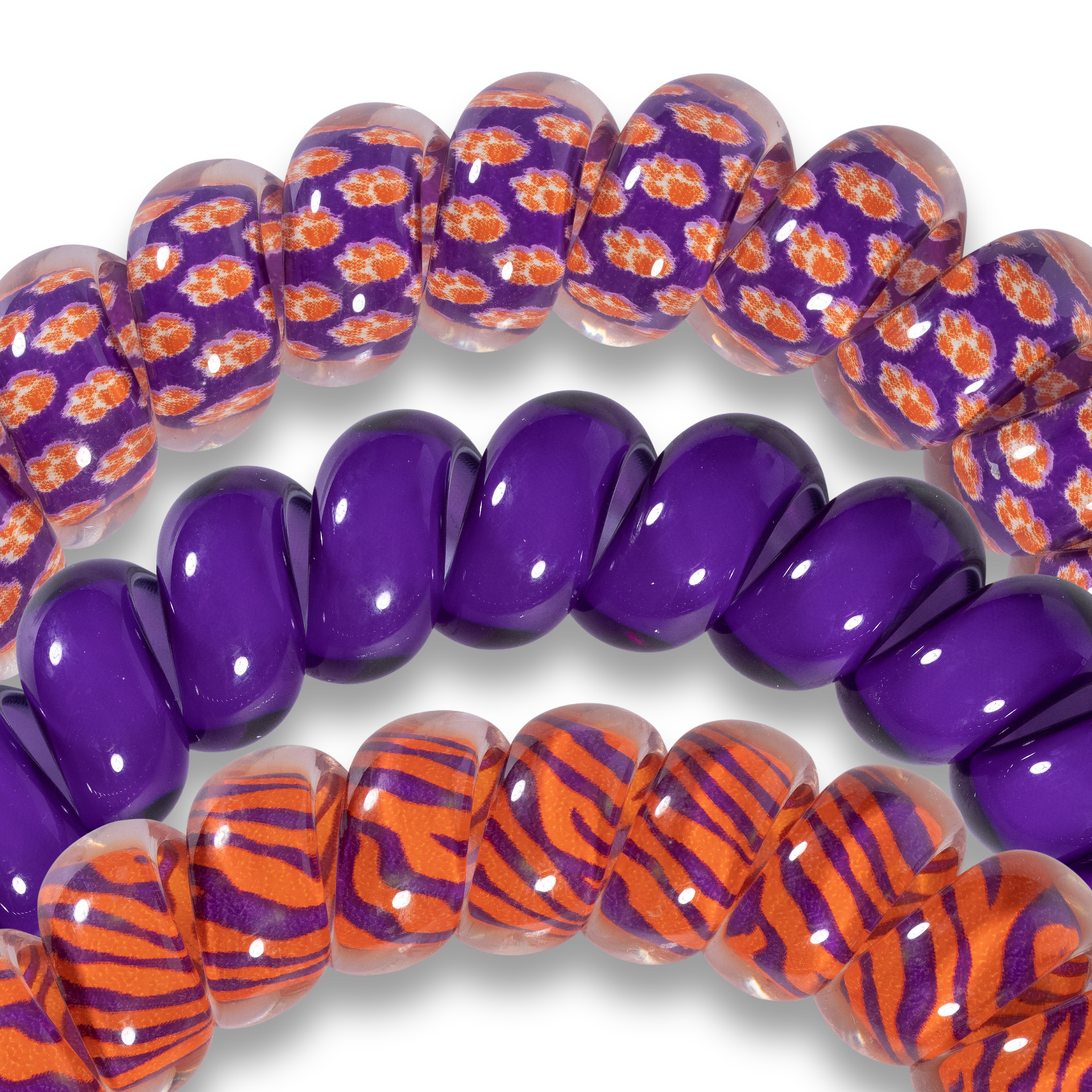 Clemson University - Small Hair Coils, Hair Ties, 3-pack