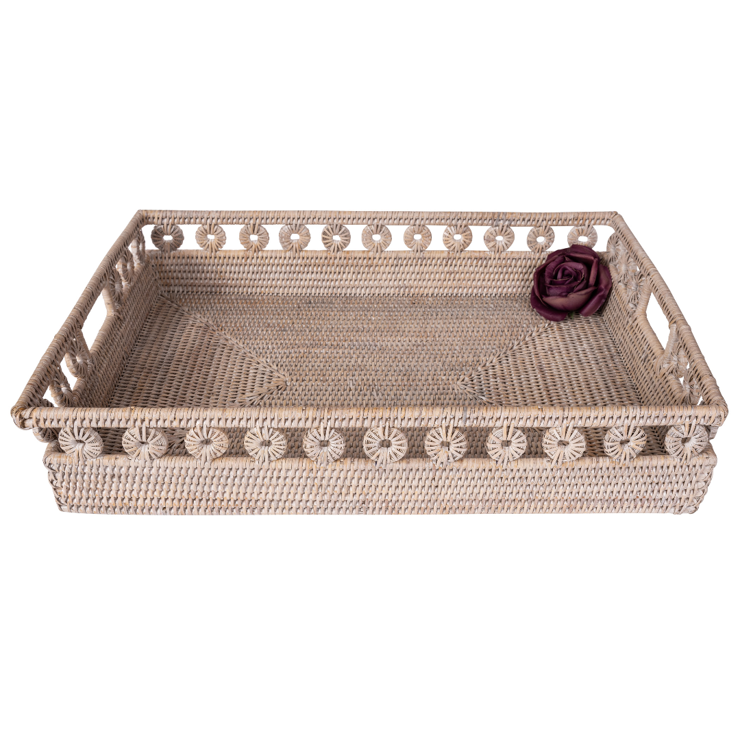 Artifacts Rattan™ Inna Rectangular Tray & Cutout Handle