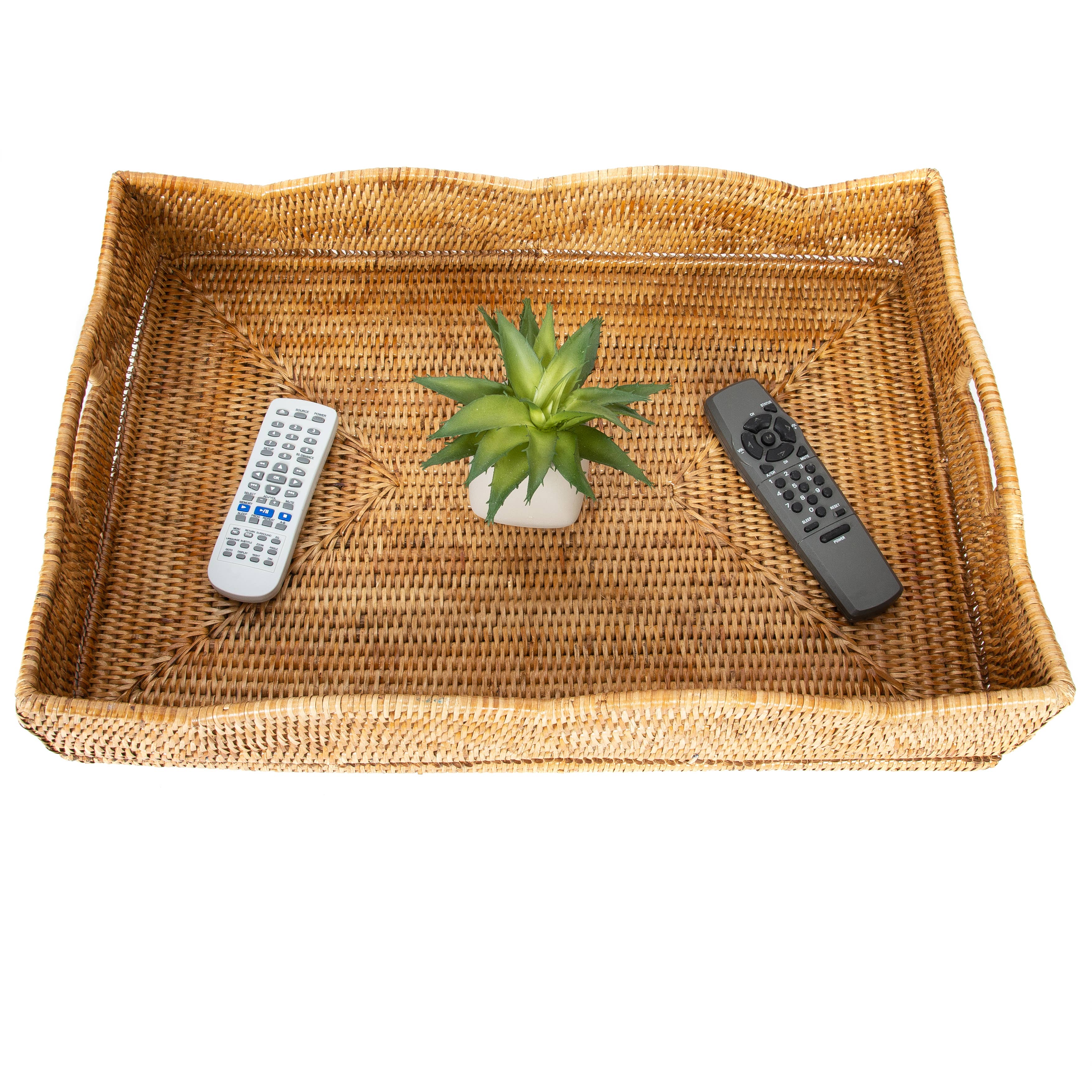 Artifacts Rattan Scallop Collection Rectangular Tray