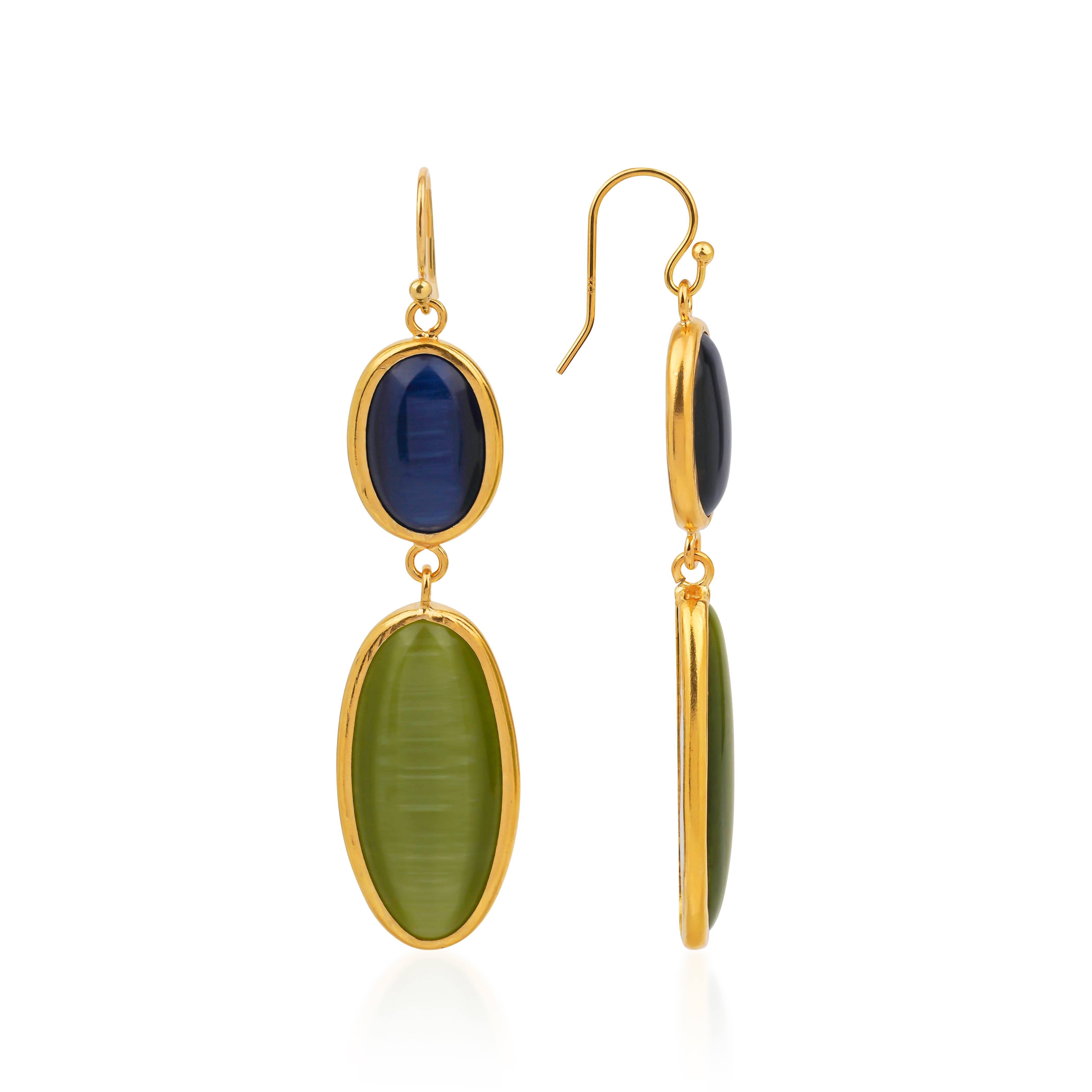 CORE | BLUE GREEN COLOR-BLOCK EARRINGS