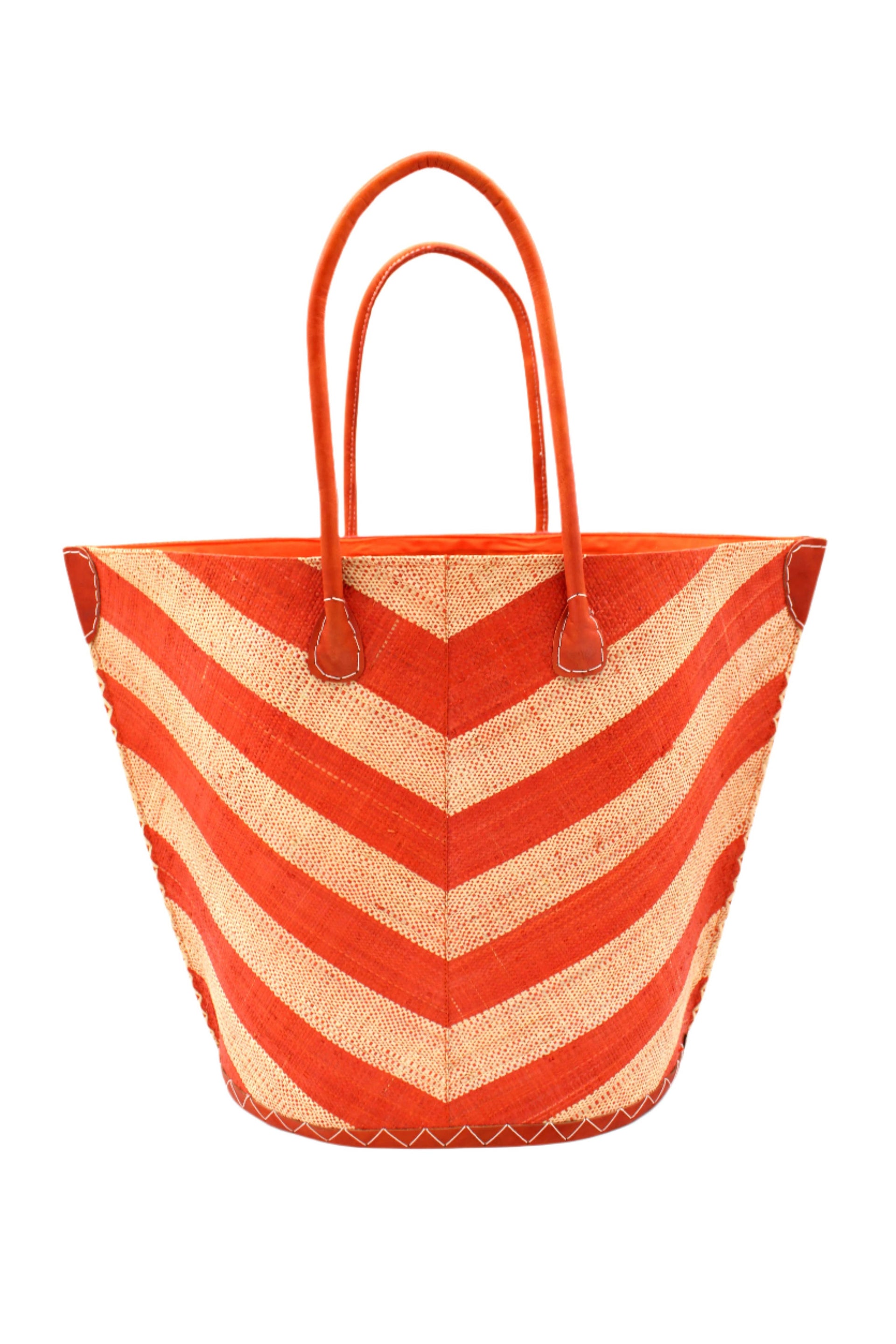 Santa Cruz Wide Stripe Chevron Large Straw Tote Bag