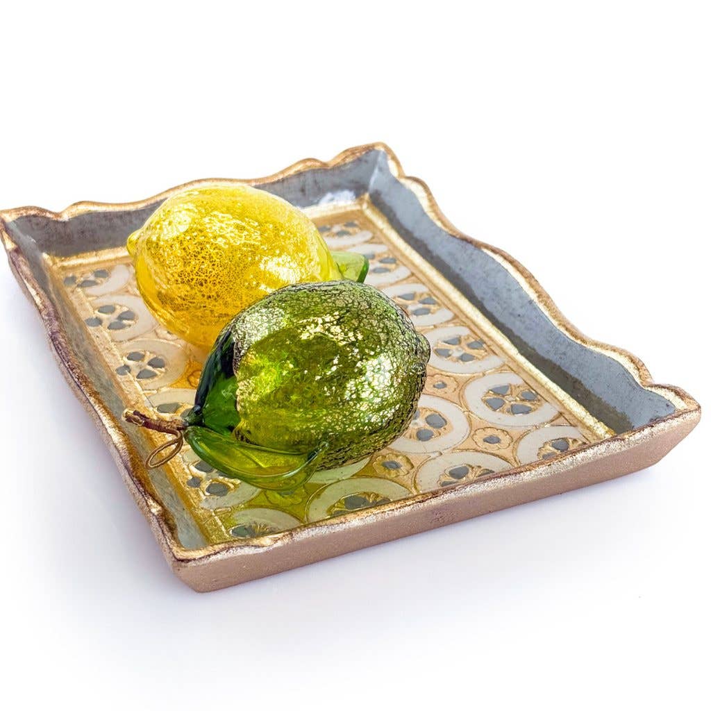 Florentine Carved Wood Rectangle Tessellated Mini Tray
