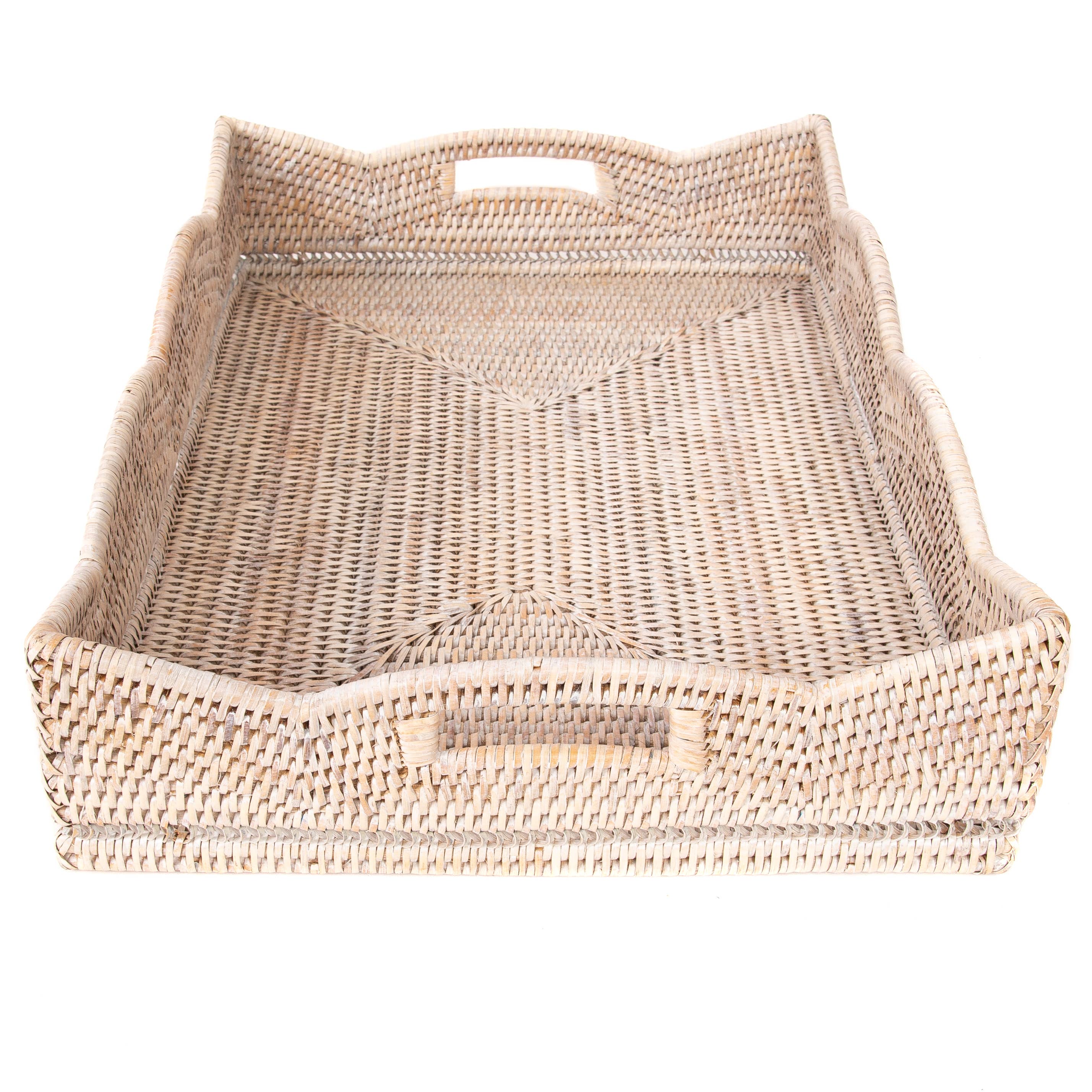 Artifacts Rattan Scallop Collection Rectangular Tray