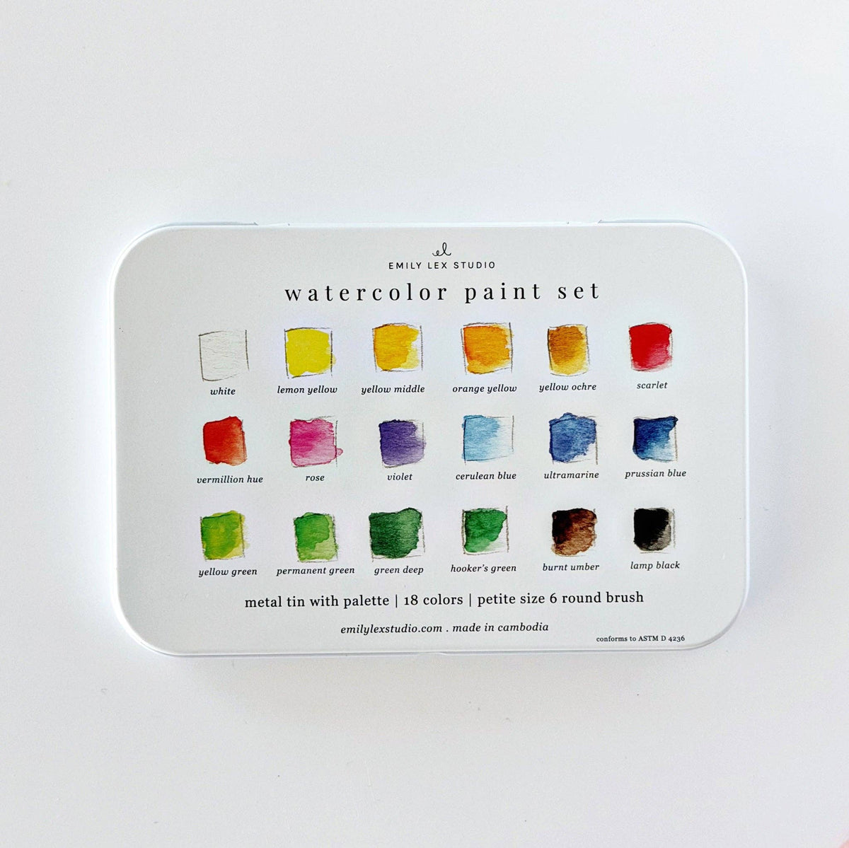Watercolor Paint Set With Brush - 18 Colors