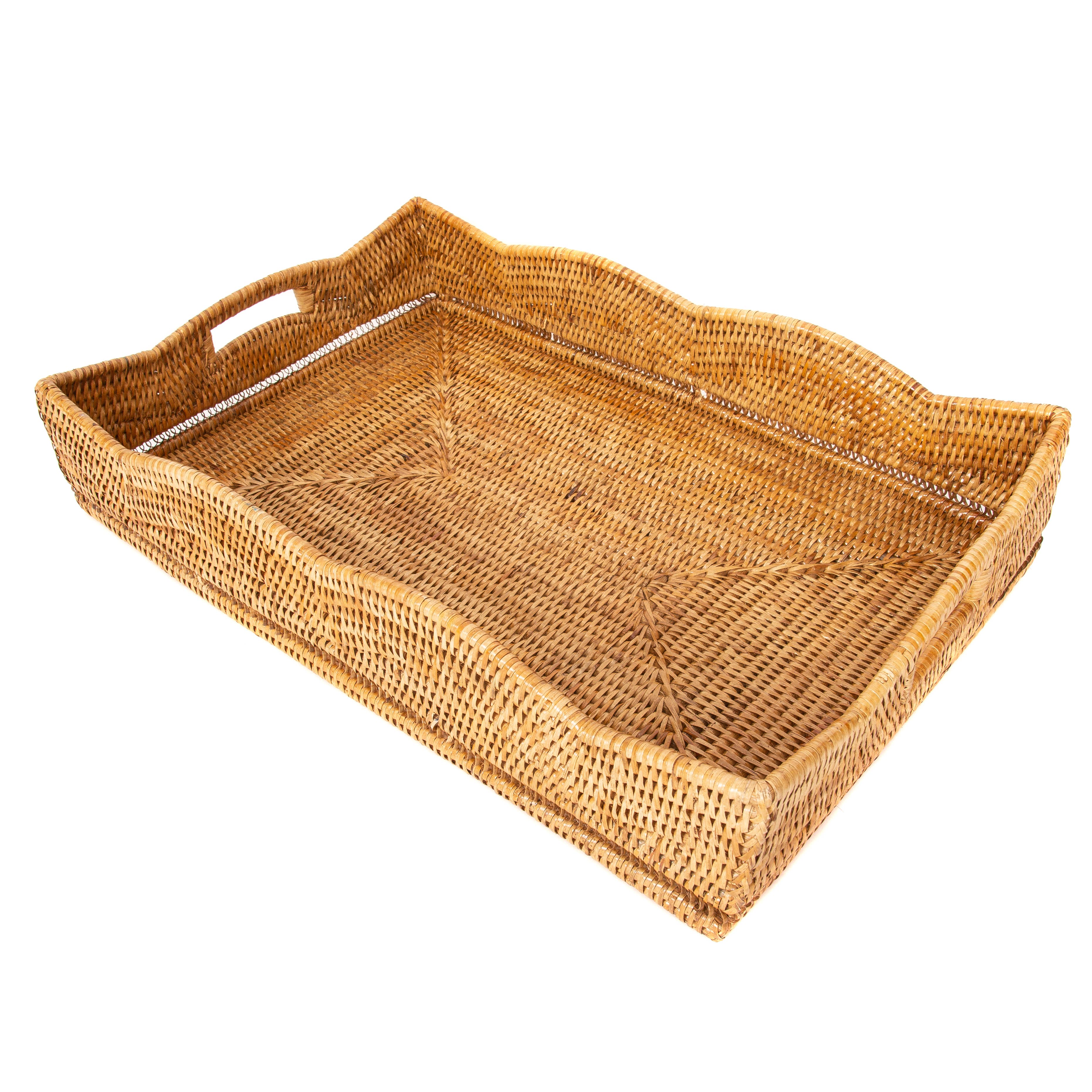 Artifacts Rattan Scallop Collection Rectangular Tray