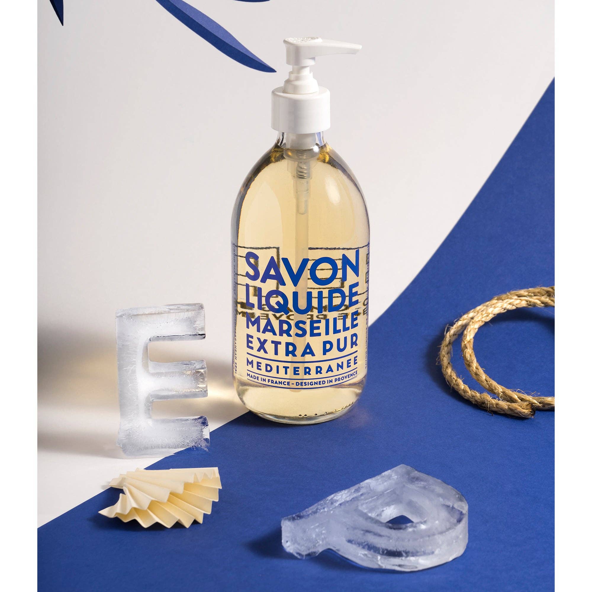 Liquid Marseille Soap Mediterranean Sea 16.7 fl oz Glass