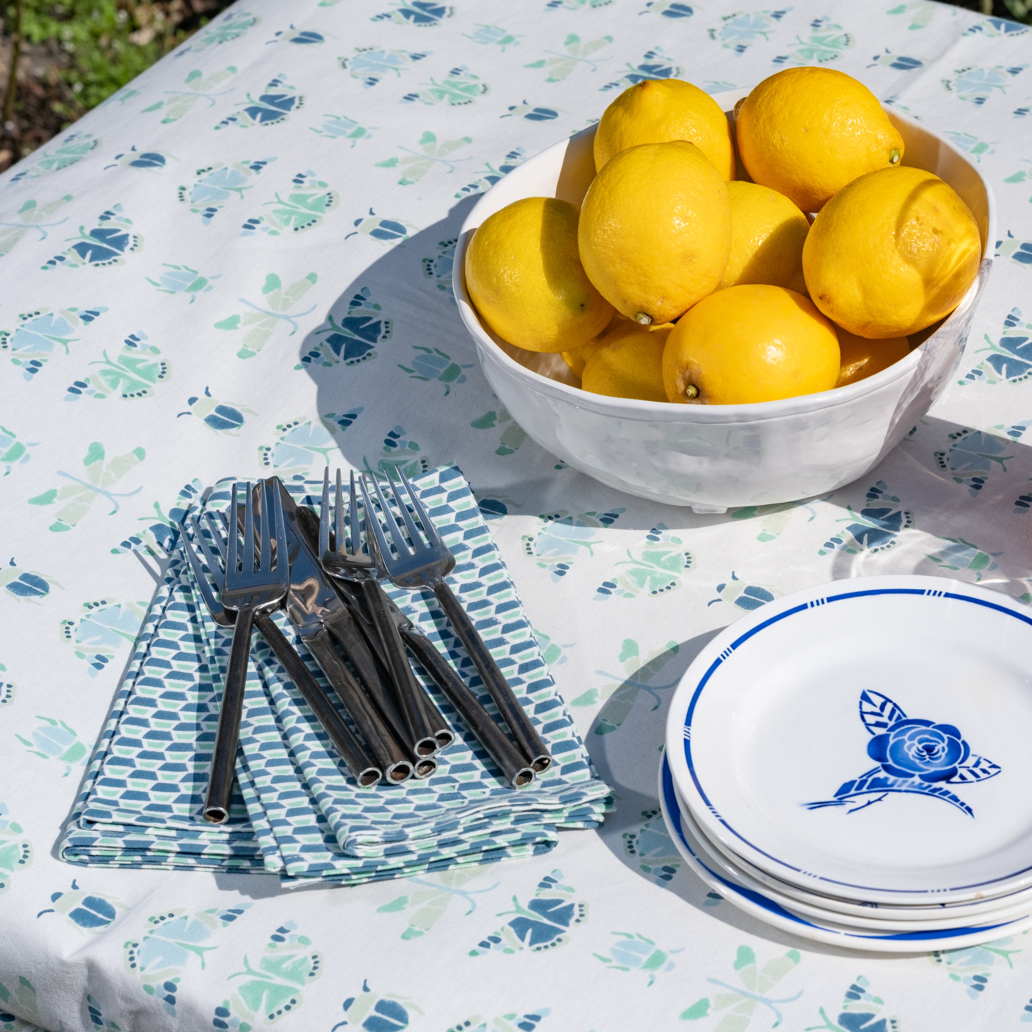 Insects Tablecloth, Blue