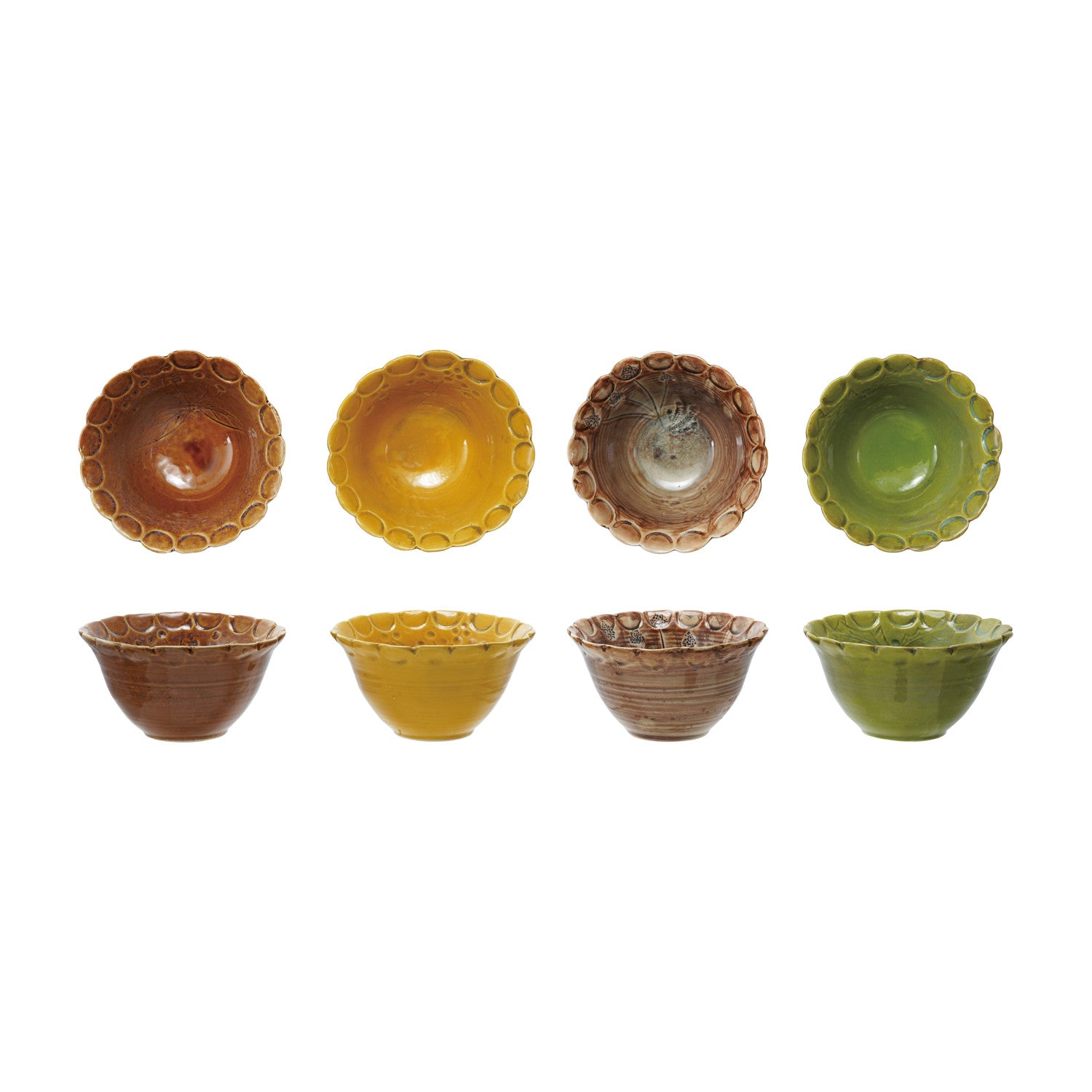 Debossed Stoneware Scalloped Bowl