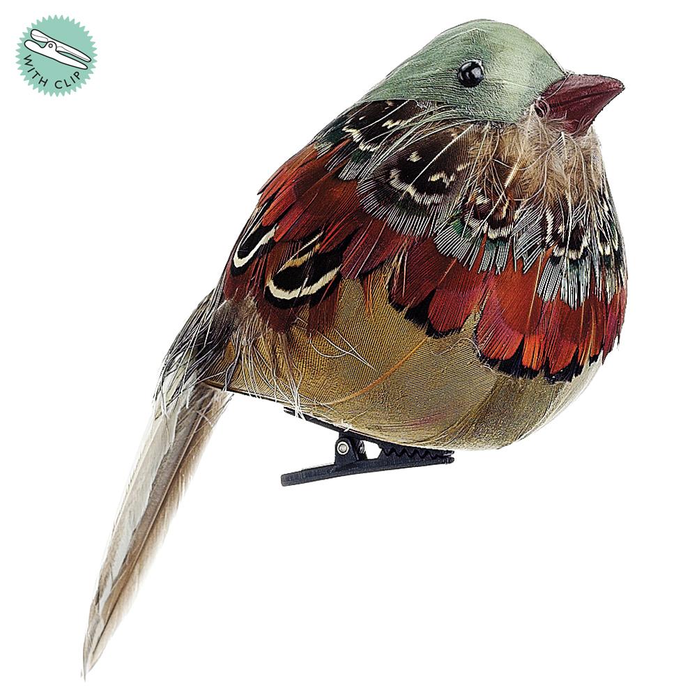5" Feathered Fat Robin with clip