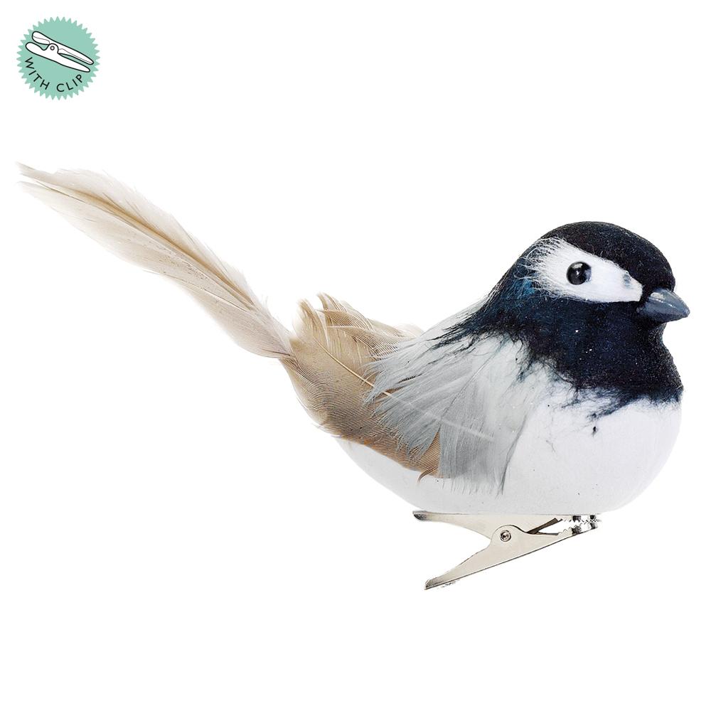 5" Feathered Black-Capped Chickadee Clip-On Bird