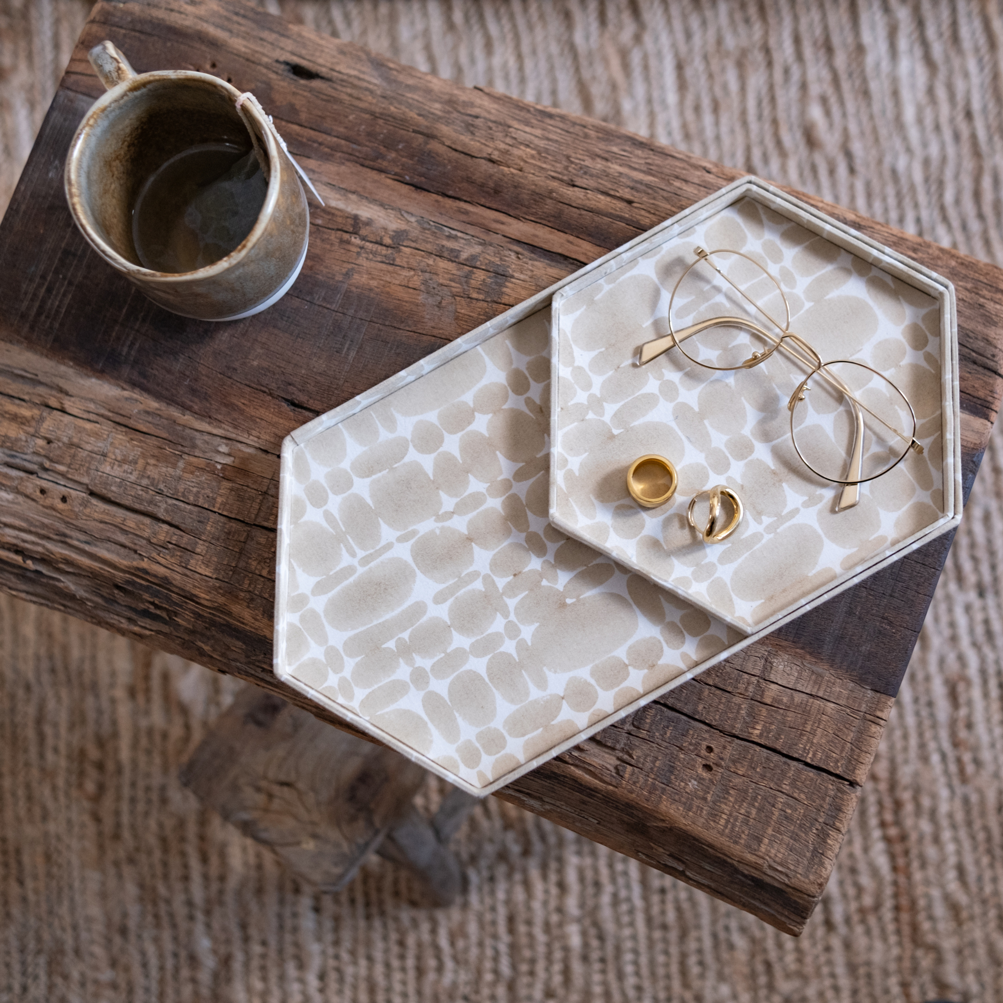 Pierre Hexagon Tray Set, Sand