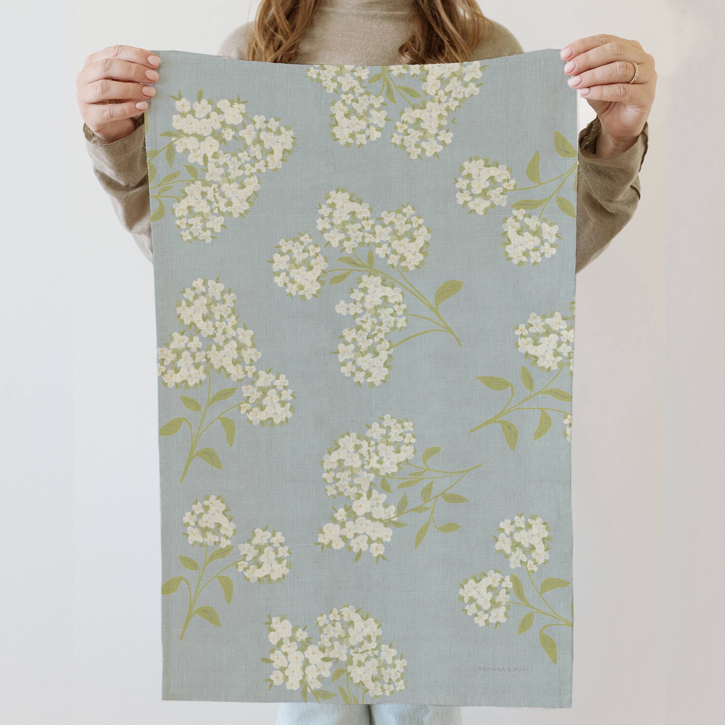 Hydrangea Linen Tea Towel