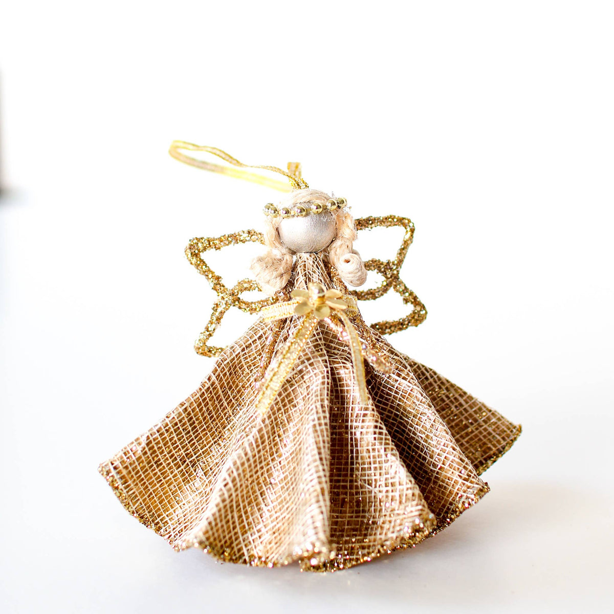 3.5" Winged Sinamay Net Angel Ornament