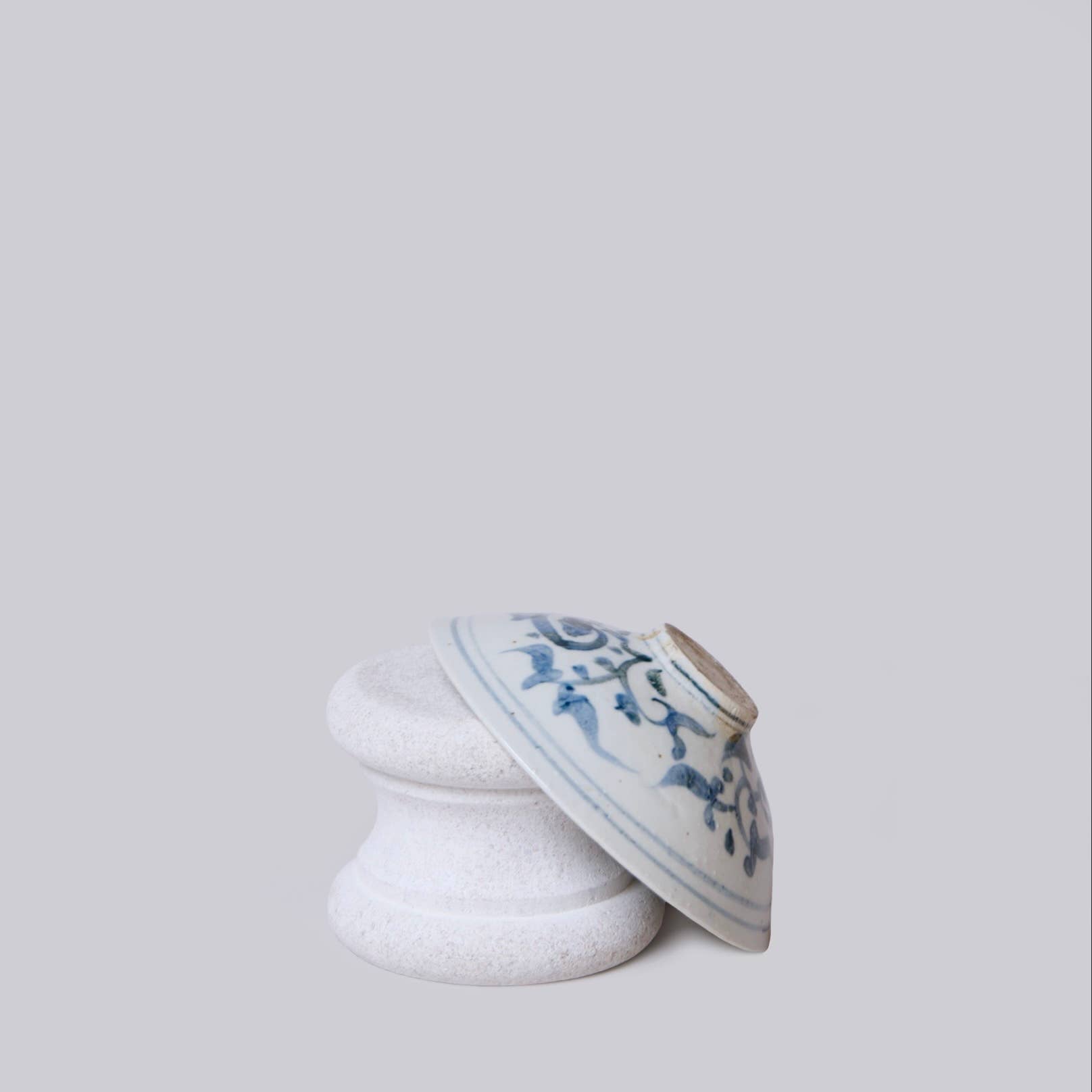Small Blue & White Porcelain Lotus Conical Bowl
