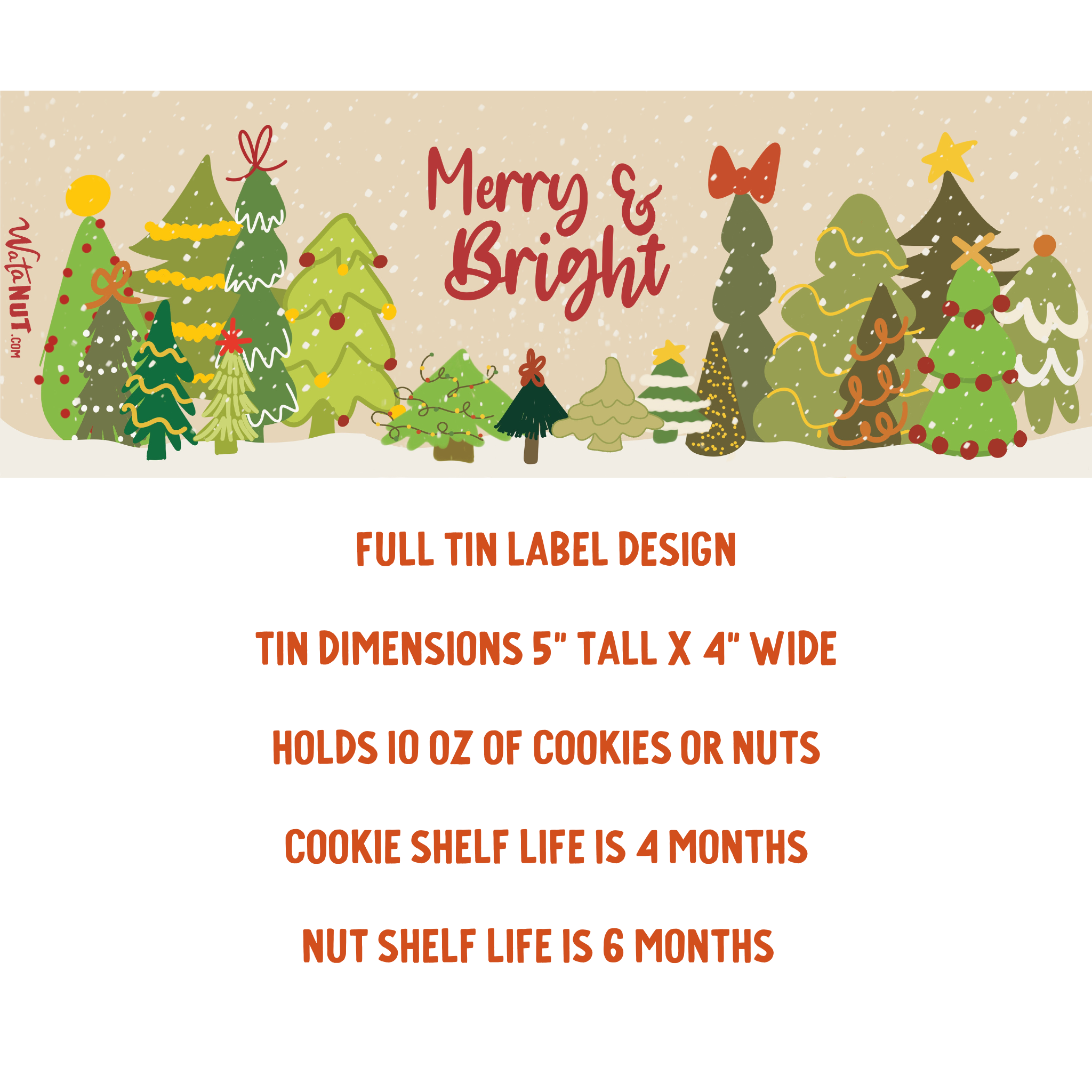 Merry & Bright Holidays Gift Tin | Gourmet Cookies & Nuts