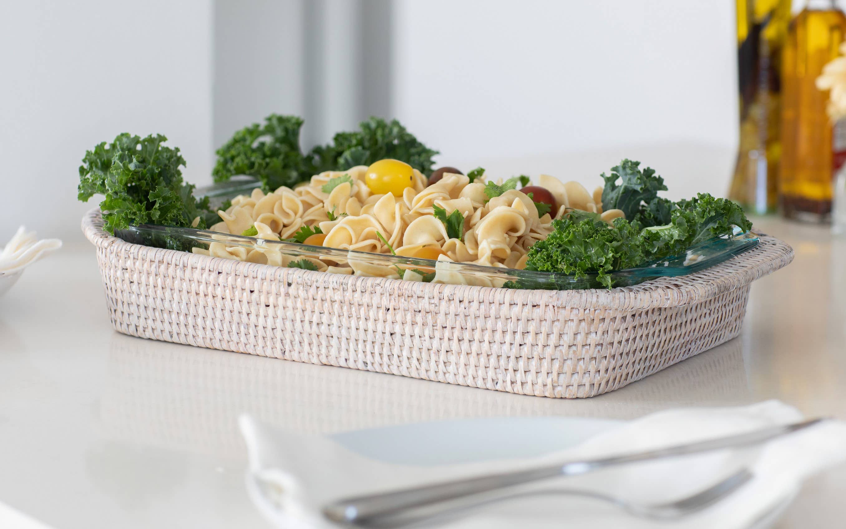 Artifacts Rattan™ Rectangular Baker Basket with Pyrex - 13"