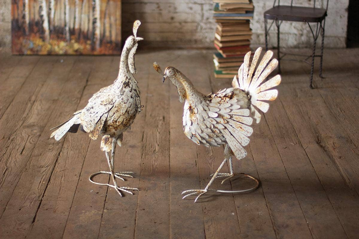 Small Antique White Metal Turkey