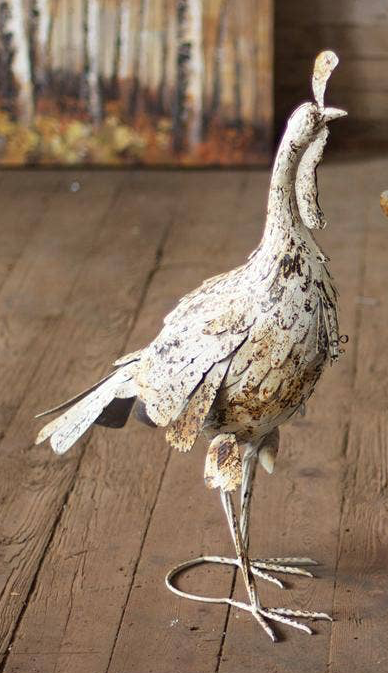 Small Antique White Metal Turkey