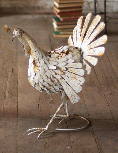 Small Antique White Metal Turkey