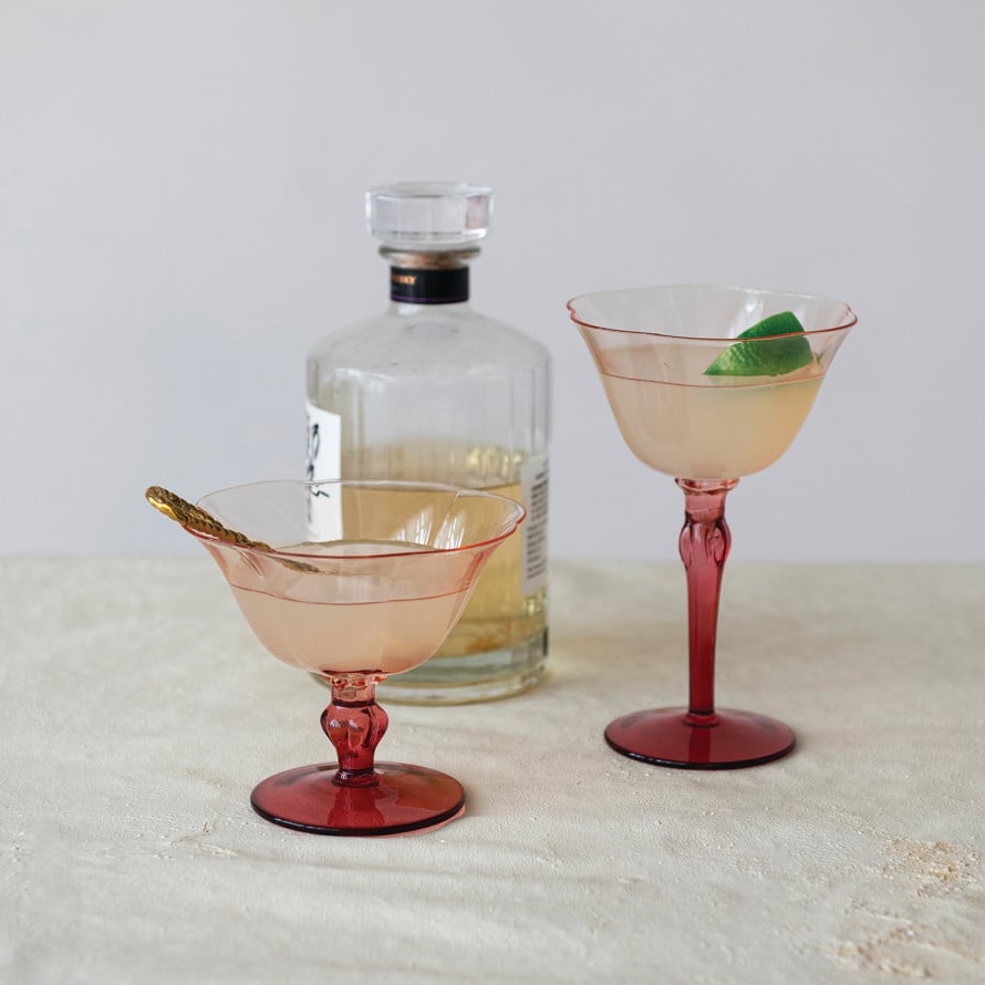 Two-Tone Stemmed Coupe Wine Glass