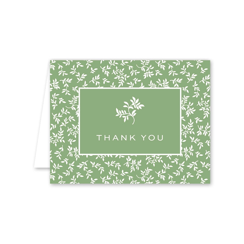 Ghost Blossom Green Vine Thank You Card Set