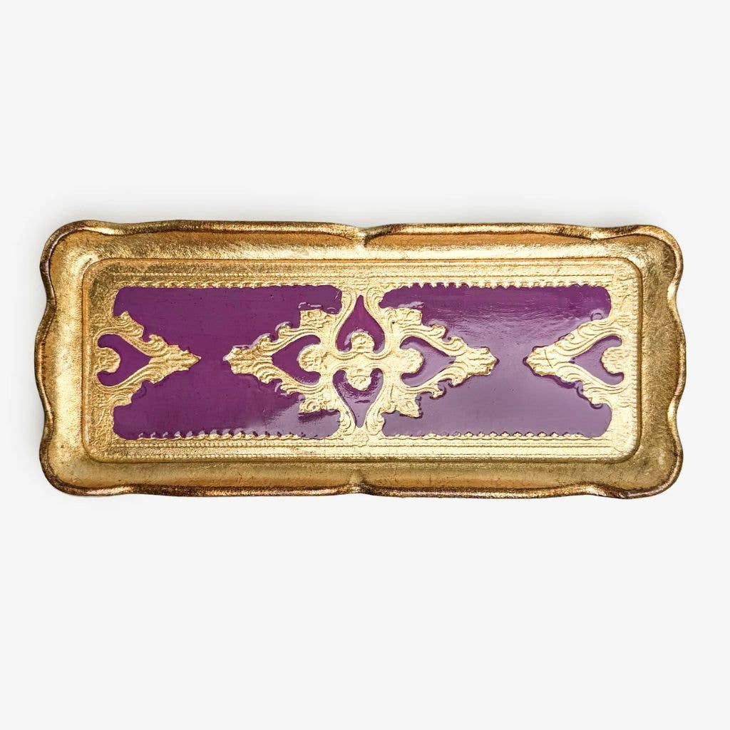 Florentine Carved Gilded Wood Narrow Tray, Made in Italy