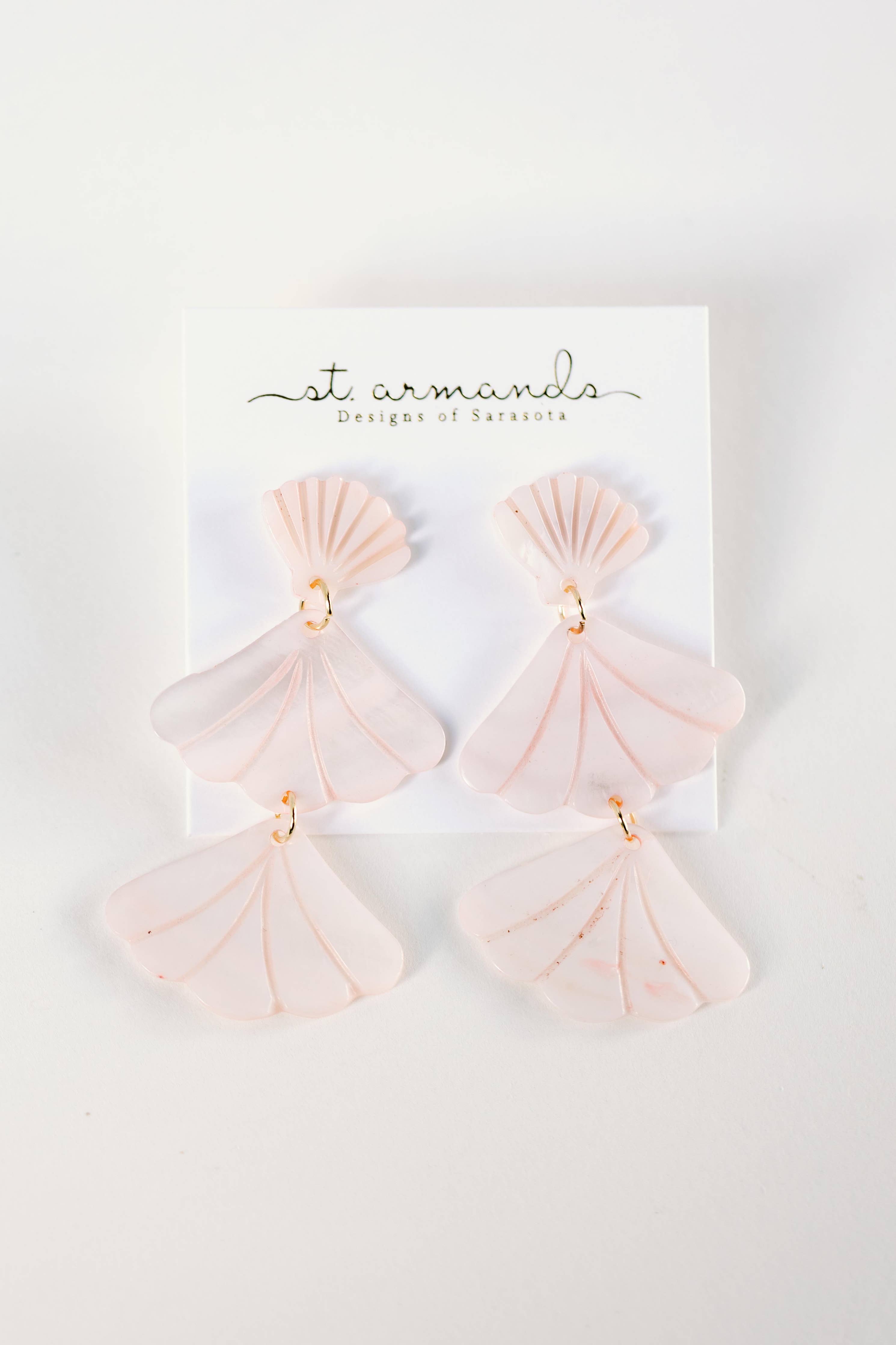 Pink Mermaid Shell Statement Drop Earrings