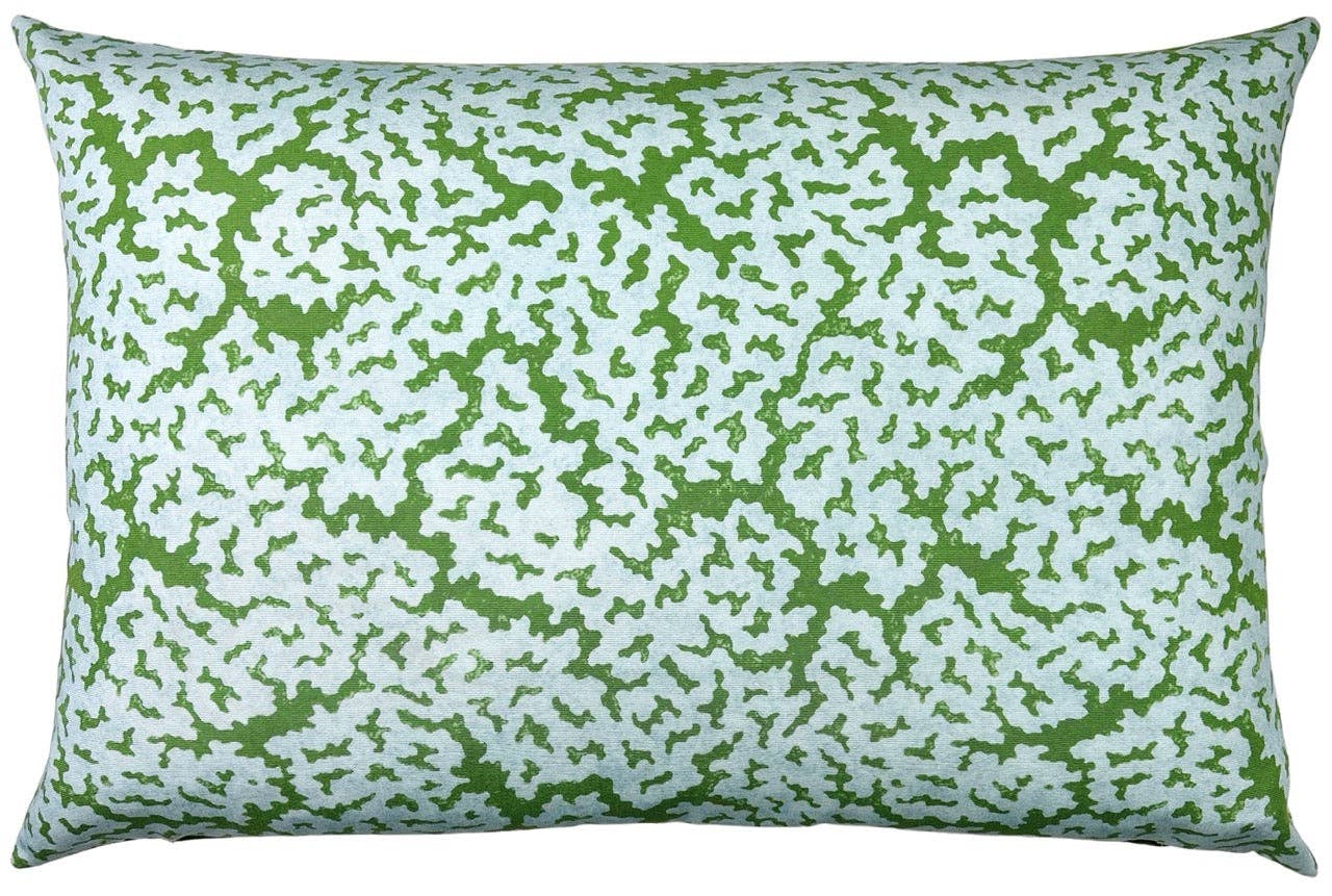 Birdie - Thibaut Blue and Green Printed Square Throw Pillow