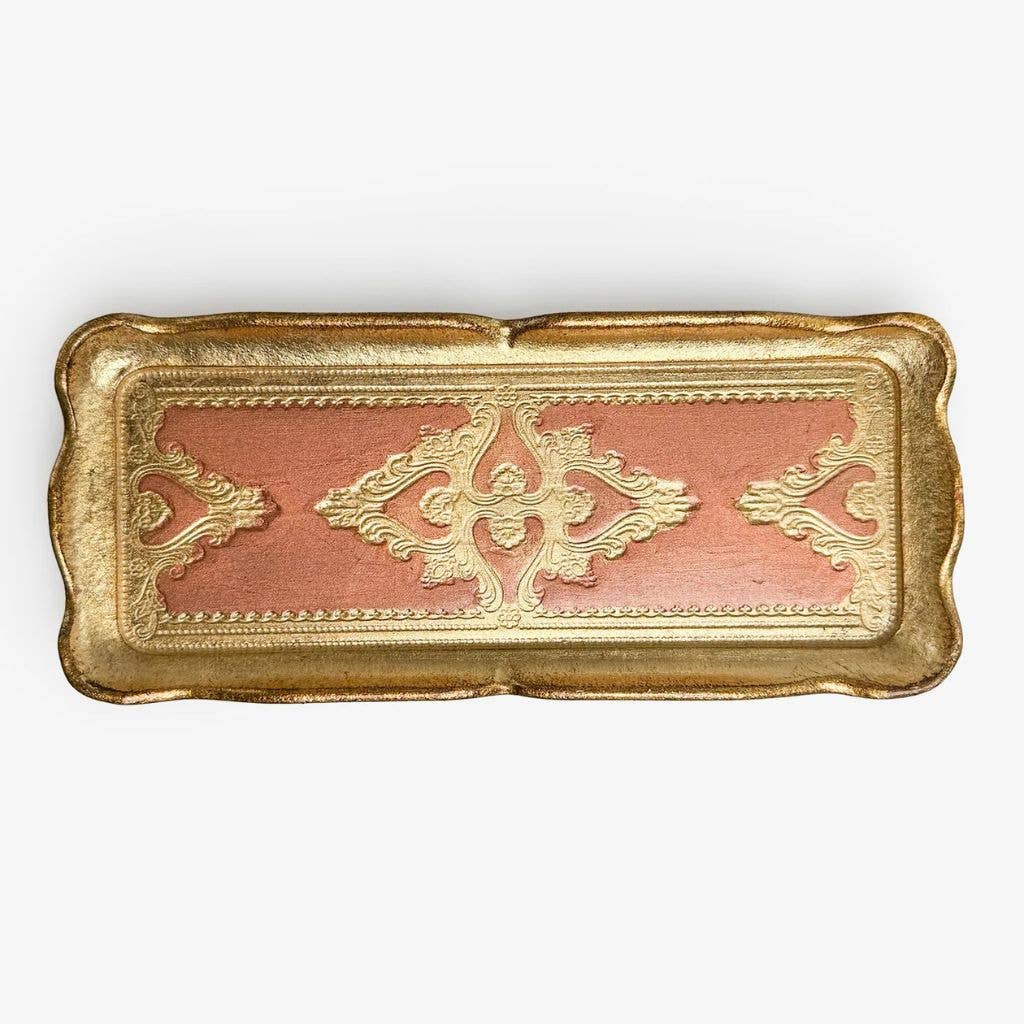Florentine Carved Gilded Wood Narrow Tray, Made in Italy