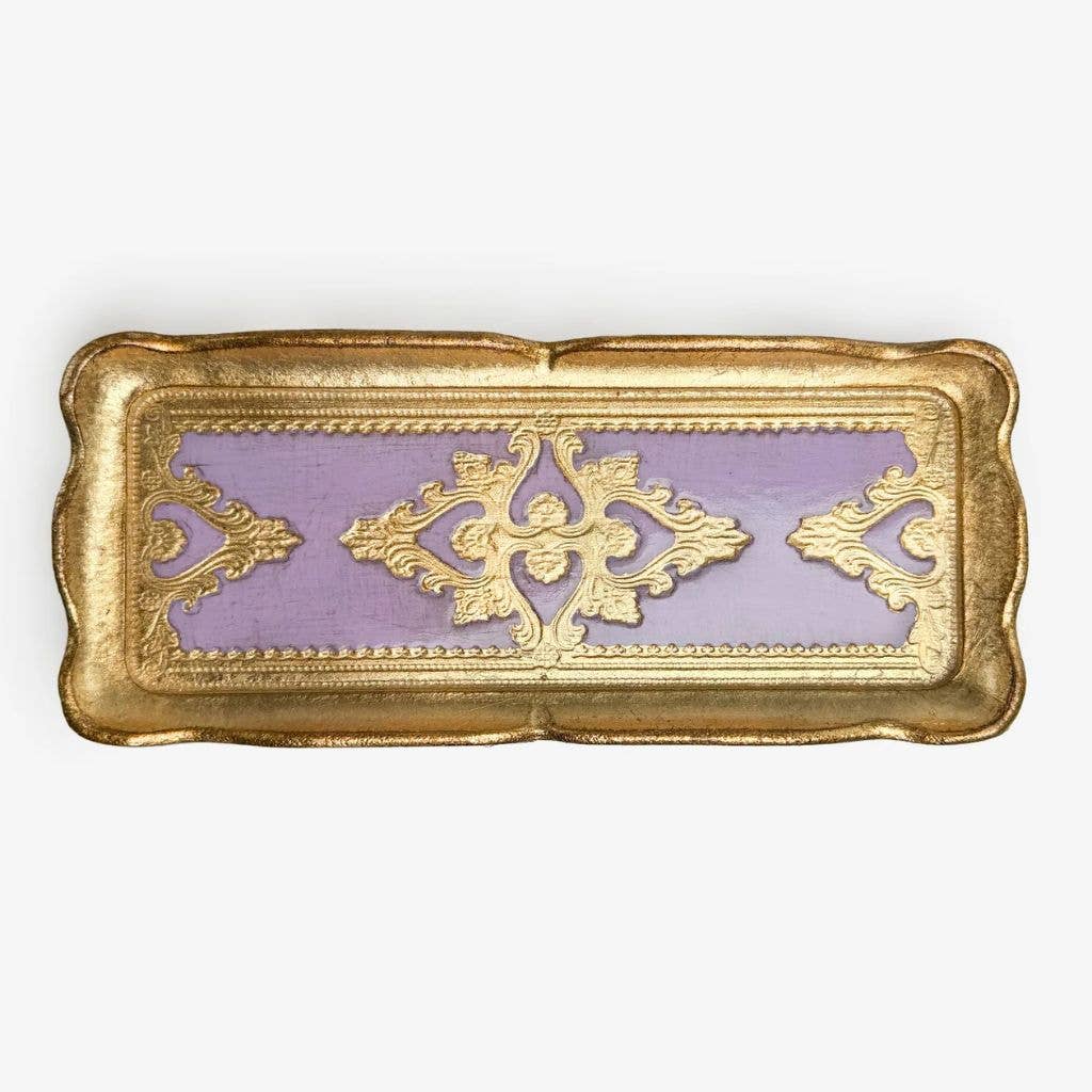 Florentine Carved Gilded Wood Narrow Tray, Made in Italy