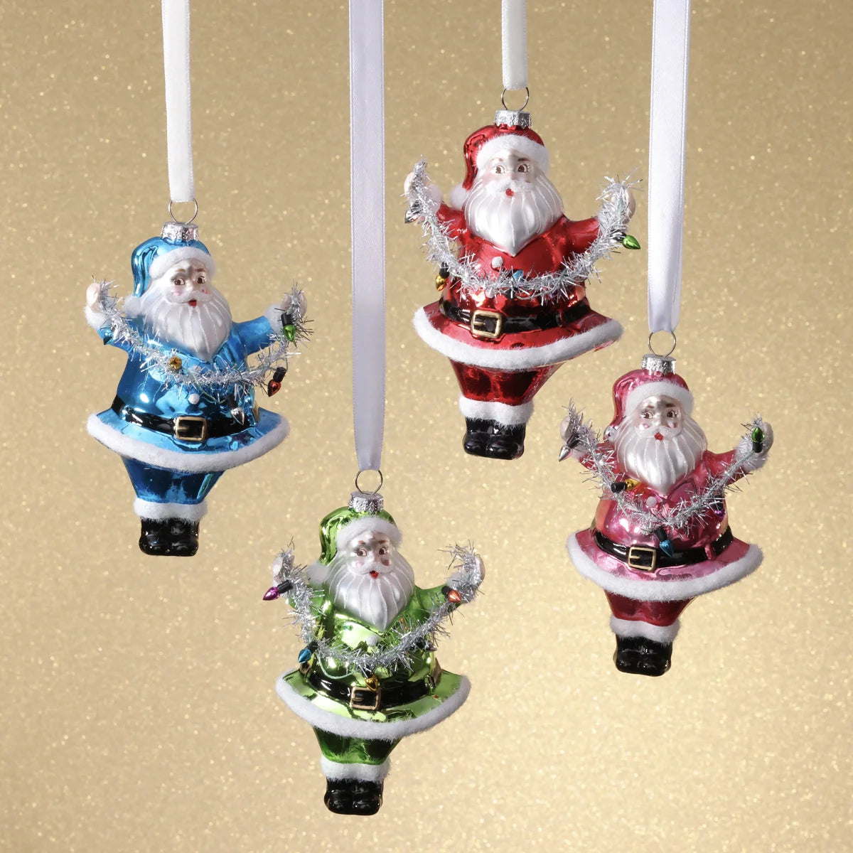 Glass Santa Ornament (Assorted Colors)
