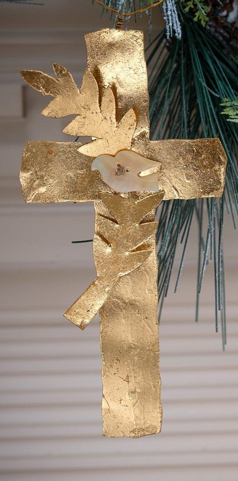 7" Gold Cross Ornament