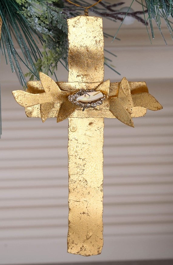 7" Gold Cross Ornament