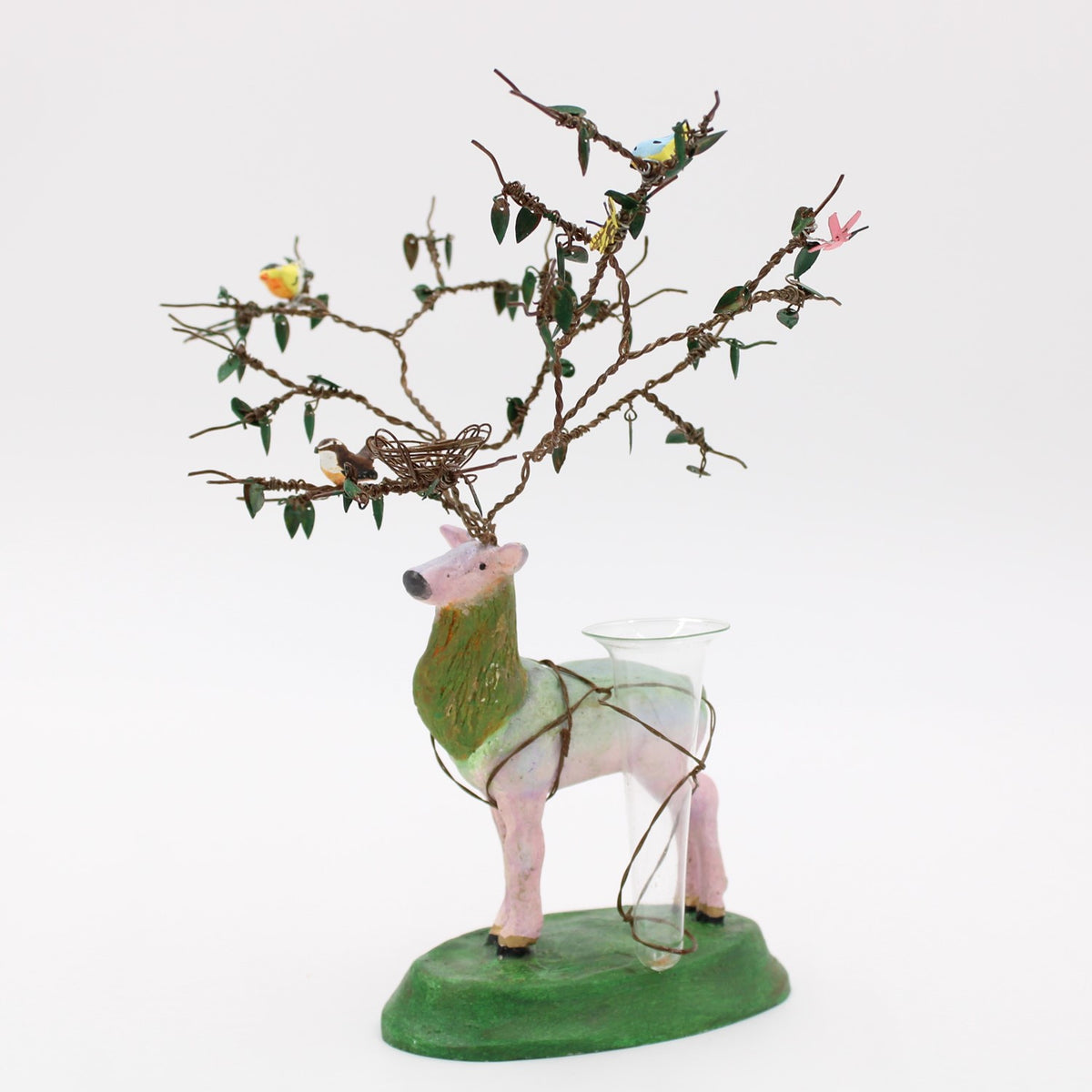 10" Renaissance Deer with Glass Vase