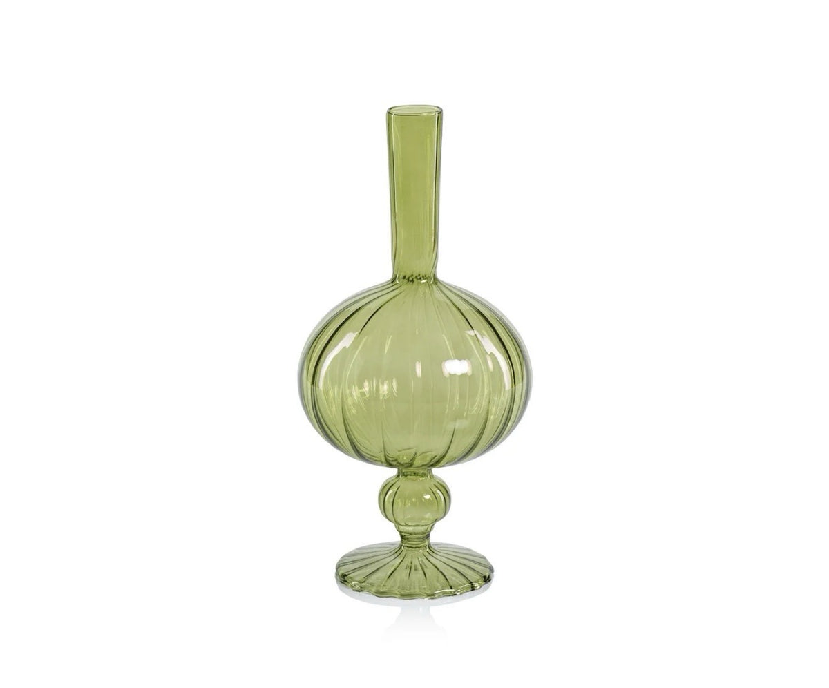 Green Venetian Spiral Vase - Onion Shape