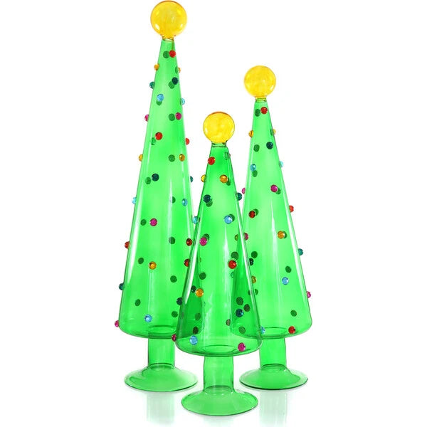 Green Glass Hobnail Tree